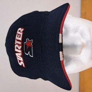 Y2K Starter spellout logo embroidered black & red casual velcro tab hat